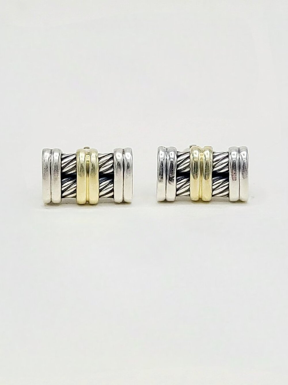 David Yurman Cable Station Cufflinks in Sterling Silver w/ 14K Yellow Gold RARE
